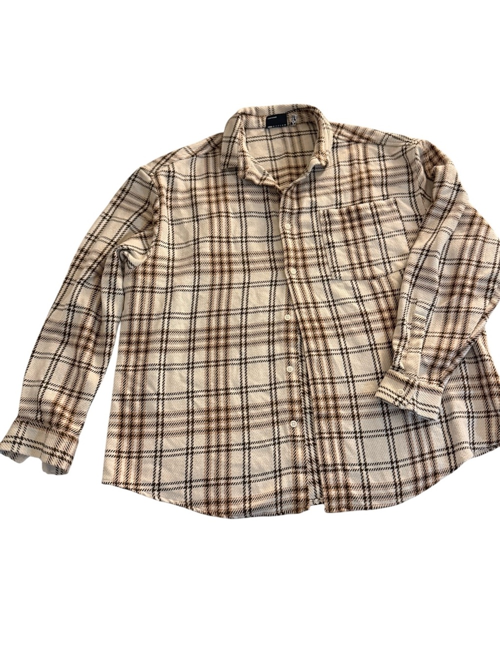 ASOS Design Men’s Cream Plaid Wool Blend Overshirt Shacket 2XL Coastal Grandpa - Picture 2 of 9